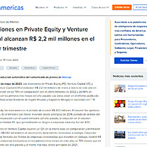 Inversiones en Private Equity y Venture Capital alcanzan R$ 2,2 mil millones en el primer trimestre